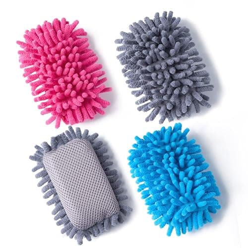 4 Pieces Microfiber Shag Whiteboard Eraser Shag Washable Dry Eraser Board Eraser for Chalk, Classroom Teacher Supplies, Home and Office (Blue, Grey, Pink) - Image 1