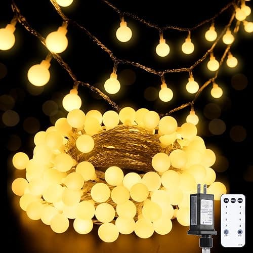 JMEXSUSS 100 LED Connectable Globe String Lights Indoor Bedroom, 33ft Warm White Christmas Lights Plug in with Remote, 8 Mode Hanging Fairy Lights Outdoor for Room Classroom Party Tree Christmas Decor - Image 1