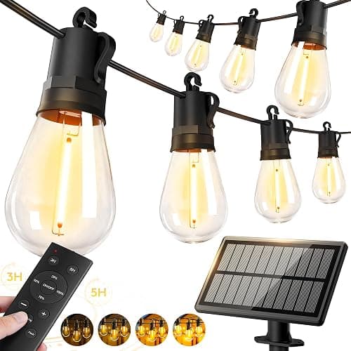 65ft-Solar-Powered-Lights-Outdoor-Waterproof-String Lights-Outside-Patio-Yard-Garden-Fence-Backyard-Deck-Porch-Balcony-Patios-Camping-Battery-Operated-LED-Fairy-Strip-Lighting-Hanging-Edison-Bulbs-S14 - Image 1