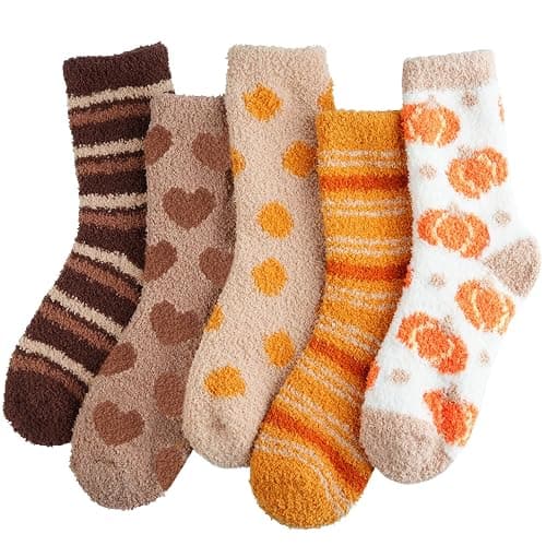 Horuru Plush Fuzzy Socks for Women Fluffy Cozy Slipper Socks Fall Thanksgiving Birthday Gifts for Her - Image 1
