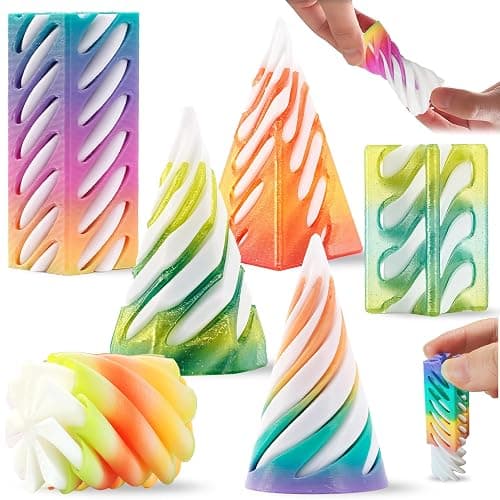 Chennyfun 6Pcs Impossible Cone Fidget Toys Set, 3D Printed Pyramid Spiral Cone Fidget Toy, Impossible Pyramid Passthrough Sculpture, Stress Relief Toys for Anxiety, Desktop Decoration for Kids Adults - Image 1