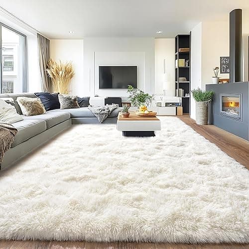 Pionblank 8x10 Rug for Living Room, Fuzzy Plush Large Area Rug, Fluffy Modern Shag Non Slip Soft Furry Carpet for Bedroom Kids Room Nursery Teens Dorm Home Decor, Cream White | Soft, Plush, Fuzzy, Fluffy, Non Slip, Modern, Furry, Carpet, Home Decor - Image 1