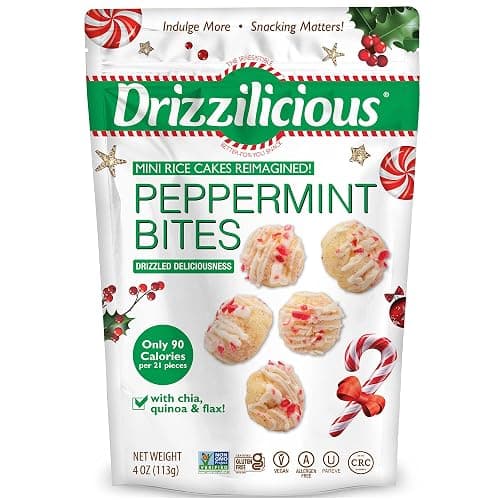 Drizzilicious Mini Rice Cakes - Rice Crisps, Healthy Snack for Adults and Kids, Flavored Rice Cakes, Vegan, Gluten Free, Only 90 Calories Per Serving - Peppermint, 4 oz (Pack of 2) - Image 1