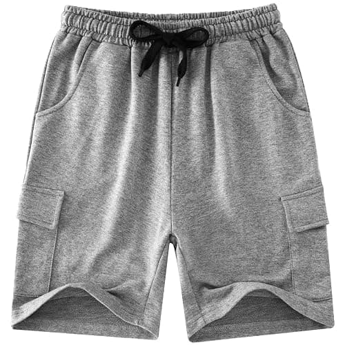 Kids4ever Kids Boy Jersey Shorts Summer Lightweight Casual Sweat Shorts with Side Pockets Adjustable Waistband for 5-12 Years - Image 1
