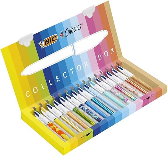 BIC 4 Colours Special Collection – 15 Ballpoint Pens – Medium 1.0mm & Wide 1.6mm Points – Assorted Ink Colours – Multi-Coloured Writing Set – Box of 15 - Image 1