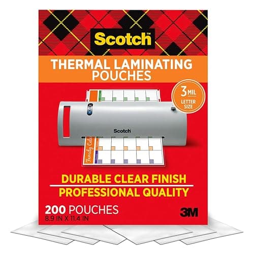 Scotch Thermal Laminating Pouches, 200 Count, Clear, 3 mil., Ideal Office or School Supplies, Fits Letter Sized Paper (8.9 in. × 11.4 in.) - Image 1