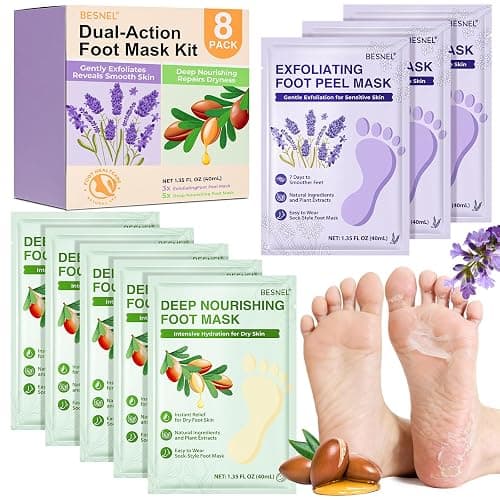 Foot Peeling 3Pcs & 5Pcs Moisturizing Foot Mask, Exfoliator Peel Calluses Dead Skin Callus Remover, Hydrating Foot Masks for Dry Cracked Feet, Repair Rough Heels&Dry Skin for Baby Soft and Smooth Feet - Image 1