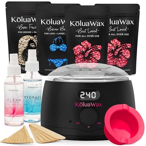 KoluaWax Premium Waxing Kit for Women - Beginner Friendly - Complete Wax Kit that includes 14oz of Wax Beads, Applicator, Pre and Post Care, Suitable for Sensitive Skin (Black) - Image 1