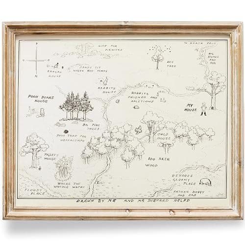 Winnie The Pooh Hundred Acre Wood Map - 11x14 Art Print (Unframed) | Neutral Nursery Decor | Kids Bedroom Wall Decor | A. A. Milne | Boys Room or Girls Room Artwork | Vintage Original Drawing - Image 1