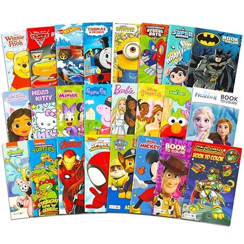 24 Pack Small Coloring Books for Kids Ages 4-8, 2-4 - Bulk Coloring Bundle Classroom Rewards, Prizes, PreK Kindergarten Party Favors with Disney, Nick, More | Mini Activity Books for Boys, Girls - Image 1