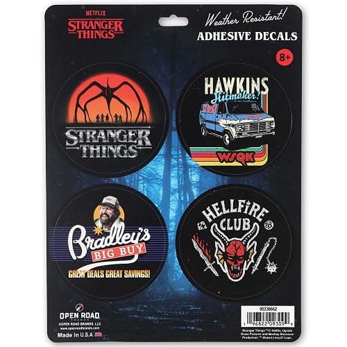 Stranger Things Iconic Adhesive Vinyl Decals - Fun Set of Stranger Things Stickers for Water Bottle or Laptop, 1 Pack (4 Count) - Image 1