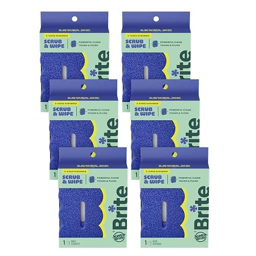 Brite by Scotch-Brite 2-Sided Scrub & Wipe, Scrubbing Kitchen and Dish Sponge, Midnight Mode, 6 Scrub Sponges - Image 1
