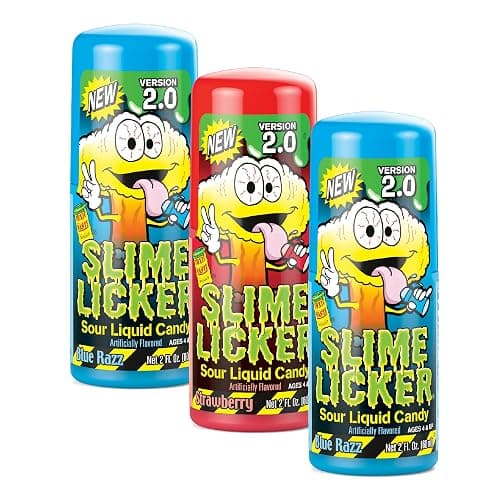 TOXIC WASTE - Slime Licker 2.0 - Sour Liquid Candy - Flavors: 1 Strawberry & 2 Blue Razz - 2 oz. Bottles - 3-Pack - Image 1