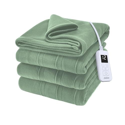 Sunbeam Royal Ultra Fleece Heated Electric Blanket Twin Size, 84" x 62", 12 Heat Settings, 12-Hour Selectable Auto Shut-Off, Fast Heating, Machine Washable, Warm and Cozy, Matcha - Image 1