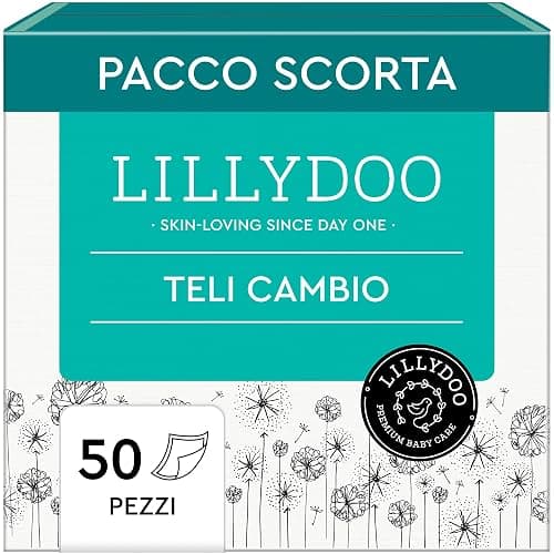 Teli cambio LILLYDOO – 60 x 60 cm, confezione da 50 pezzi (5x10 pezzi), super morbidi, senza profumi e lozioni, ideali per pelli sensibili, dermatologicamente testati - Image 1