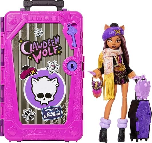Monster High Skulltimate Secrets Clawdeen Wolf Doll and Accessories Set, Destination: Cabin Slay-cation with Suitcase and 19+ Surprises like Clothes, JMG65 - Image 1