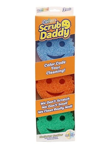 Scrub Daddy Sponge Set -Colors -Scratch-Free Sponges for Dishes and Home,Odor Resistant, Soft in Warm Water, Firm in Cold, Deep Cleaning, Dishwasher Safe,Multi-use,Functional,Ergonomic,Multicolor,3 Count (Pack of 1) - Image 1