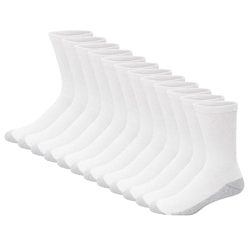 Hanes Men's Double Tough Socks, Crew and Ankle Moisturing Wicking Socks, Black & White, Multi-Packs - Image 1
