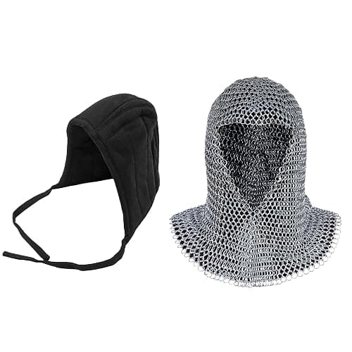 Pack of Chainmail Coif and Cotton Padded Arming Cap Protector Under Armor Chainmail Coif Ideal for LARP, Renfair - Image 1