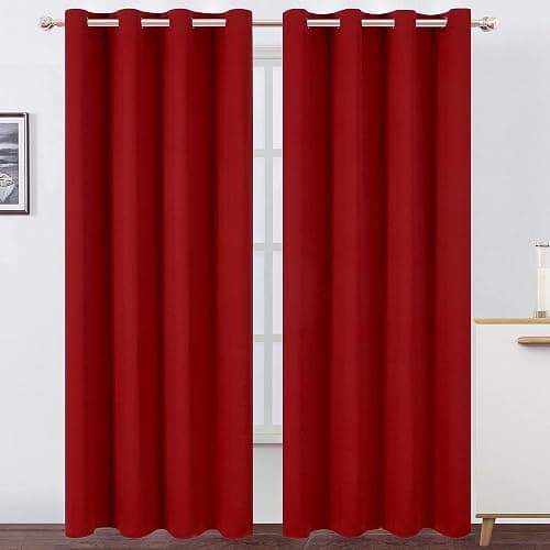 LEMOMO Red Curtains 52 x 84 Inch Long/Blackout Curtains Set of 2 Panels/Room Darkening Thermal Insulated Bedroom Curtains Drape - Image 1
