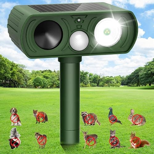 Solar Ultrasonic Animal Repellent, Cat Repellent Outdoor with Motion Detection Waterproof, Raccoon Squirrel Skunk Deer Rabbit Rodent Dog Deterrents Animal Repeller for Yard Garden Farm Outdoor - 1 Pack - Green - Image 1