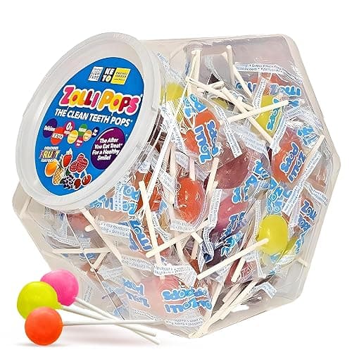 Zollipops Clean Teeth Pops, Sugar-Free, Assorted Fruit Flavors, 29 oz | Zero sugar, dentist-approved lollipops help prevent cavities w/ xylitol; great for kids, diabetics & keto diet; dye-free - Image 1