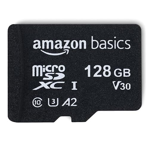 Amazon Basics Micro SDXC Memory Card with Full Size Adapter, A2, U3, Read Speed up to 100 MB/s, 128 GB, Black - Image 1
