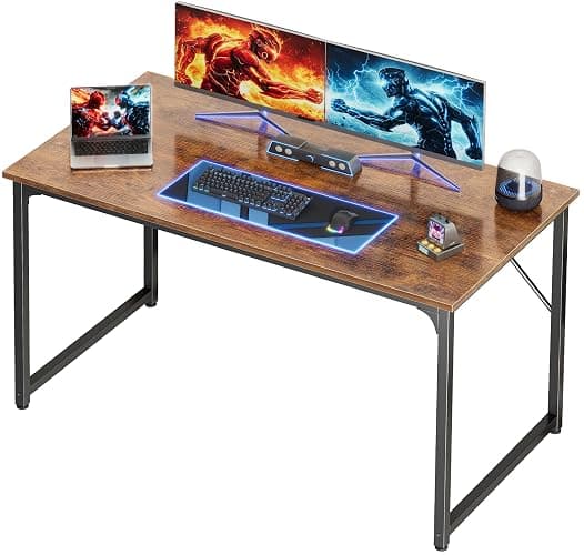 PRAISUN 47 X 24 Inch Computer Desk with Deeper Desktop, Gaming Office Writing Work Desk for Home Office, Study, Bedroom, Work from Home, Metal Frame, Rustic Brown - Rustic Brown - 47*23.6inch - Image 1