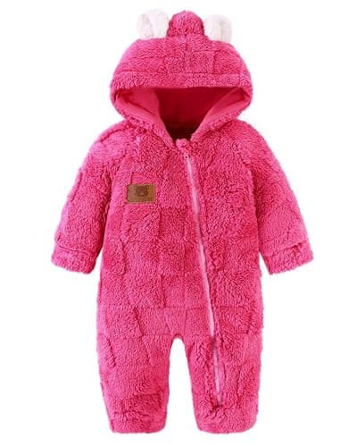 Redair Baby Winter Clothes Baby Onesie Plush Hooded Newborn Outfit Infant Costume for Newborn Boys Girls 0-18 Months - Image 1
