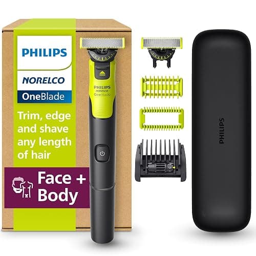 Philips Norelco OneBlade 360 with Connectivity Hybrid Face + Body, Electric Beard Trimmer, Shaver and Body Groomer Kit with 360 Blade Tech, 1x360 Blade, 5-in-1 Comb, Travel Case, Model QP4631/90 - Image 1