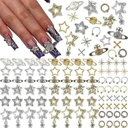 100 PCS Star Nail Charms Star Charms for Nails Design Nail Charms y2k Nail Supplies for Women and Girls Nail Design - Image 1