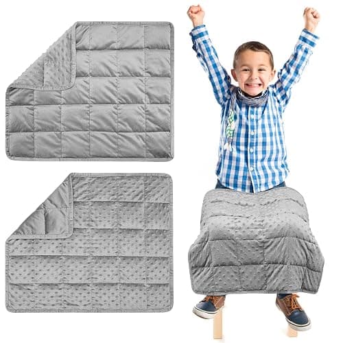 Buryeah 3 Pieces Lap Pad for Kids 5 lb Lap Blanket Blanket for Anxiety Relief Washable Cover for Adults Teens Child Toddler Sleep Sensory Calm Items - Image 1