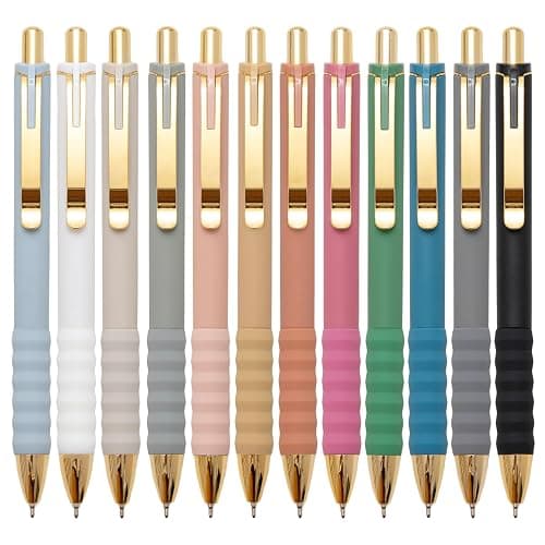 Linbsunne Ballpoint Pens Black Medium Point 1mm with Super Soft Grip Ball Point Pen for Men Women Retractable(style2, 12 pcs) - Image 1