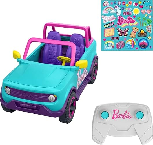 Barbie Hot Wheels RC SUV, Remote-Control Vehicle That Fits 2 Fashion Dolls & Accessories, Includes Kid-Applied Stickers for Customization - Image 1