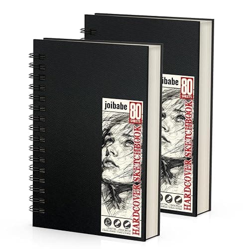 Joibabe 5.5" x 8.5" Sketch Book ,2 Pack 80-Sheets (68lb/100gsm),Double-Sided Hardbound Sketchbook, Spiral Bound,Acid Free Paper Painting Drawing Writing Sketching Pad for Kids Adult Teens Girls Boys - Image 1