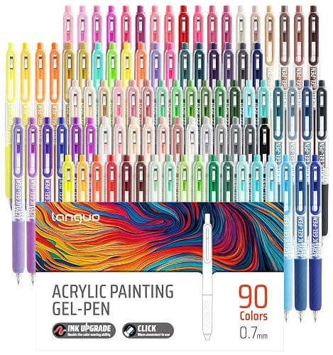 Joyask Gel Pens For Coloring, 90 Colors Retractable Colored Pens for Black Paper & White Paper, 0.7mm Fine Point Colorful Pens for Coloring, Writing, Drawing, Journaling, Note Taking, Office, Home - Image 1
