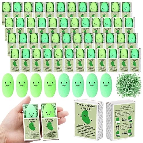 Wettarn 12 Sets Appreciation Pickle Gifts Cute Stress Balls with Support Gift Boxes Inspirational Party Favors for Employee Coworker Friends Office Positive Relief Toys - Image 1