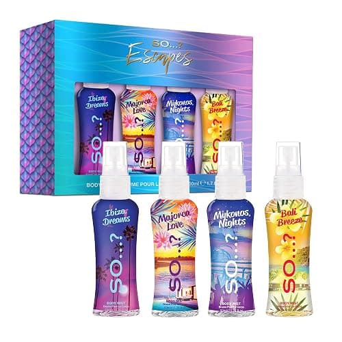 So…? Escapes Womens Gift Set, with Ibiza Dream, Bali Breeze, Mykonos Nights & Majorca Love, Fragrance Spray Set (4 x 50ml) - Image 1