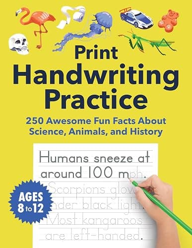 Print Handwriting Practice for Kids 8-12: 250 Awesome Fun Facts about Science, Animals, and History - Image 1