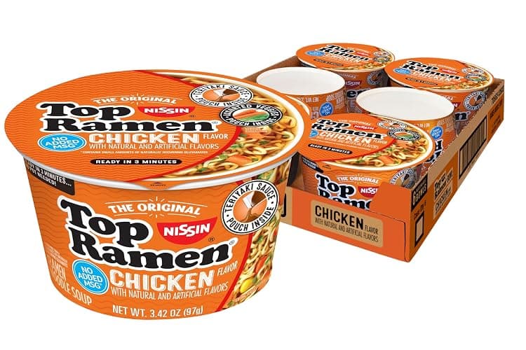 Nissin Top Ramen Bowl Ramen Noodle Soup, Chicken, 3.42 Ounce (Pack of 6) - Chicken - 3.42 Ounce (Pack of 6) - Image 1