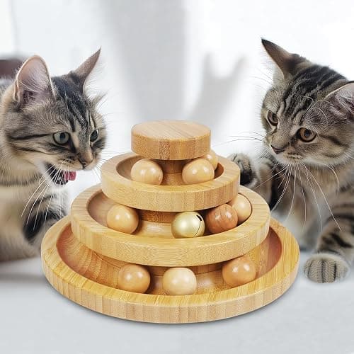 DoogCat Cat Ball Track - 3-Level Cat Ball Tower with 9 Removable Balls for Interactive Play and Mental, Physical Exercise - Large Size - Image 1