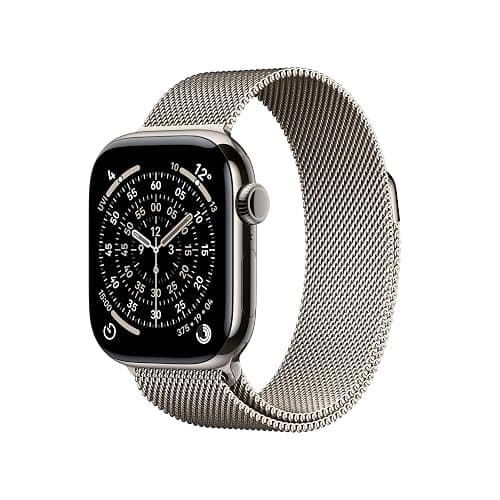 Apple Watch Series 11 GPS + Cellular 42 mm Smartwatch mit Titangehäuse in Natur und Milanaise Armband in Natur, Schlafindex, Fitnesstracker, Gesundheitsüberwachung, Always-On Display, Wasserschutz - Image 1
