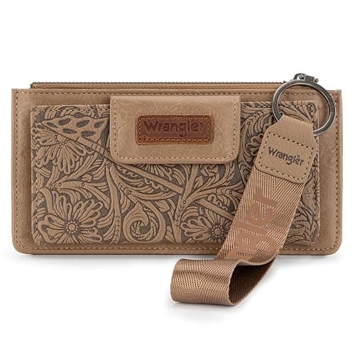 X Wrangler Western Wallet for Women Card Cases & Money Organizers Bifold Wallet Wristlet with Zipper Pocket - Image 1