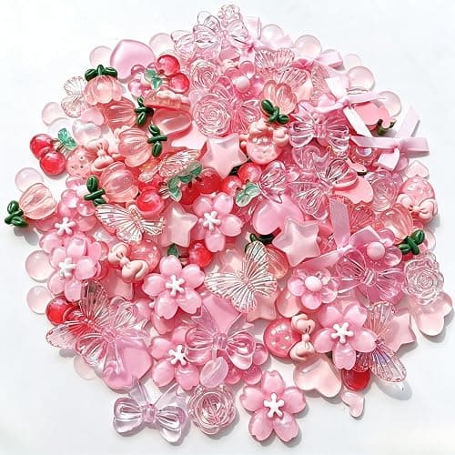 CasaPopz 60 Pcs Kawaii Charms Bulk Kit, Flatback Resin Charms for Crafts, Mini Acrylic Decoden Embellishments for Phone Case Decorating, Junk Case DIY Kit, Slime Scrapbooking Decoration - Image 1