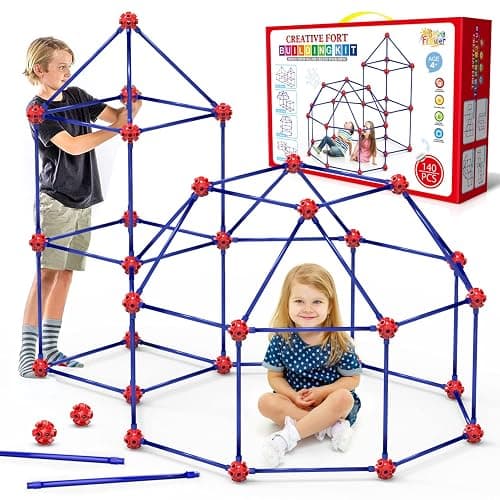 Fort Building Kit for Kids,STEM Construction Toys, Christmas & Birthday Gift for 4 5 6 7 8 9 10 11 12 Years Old Boys and Girls,Ultimate Creative Set for Indoor & Outdoors Activity,140 Pcs,Original - Image 1