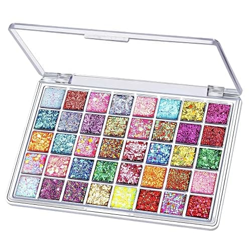 BelleFlair 40 Colores Paleta de Sombras de Ojos con Brillo, Paleta de Maquillaje para Rostro y Cuerpo, Gel Brillo de Sombras de Ojos, Paleta de Maquillaje para Adultos Niños, Set de Maquillaje de - Image 1
