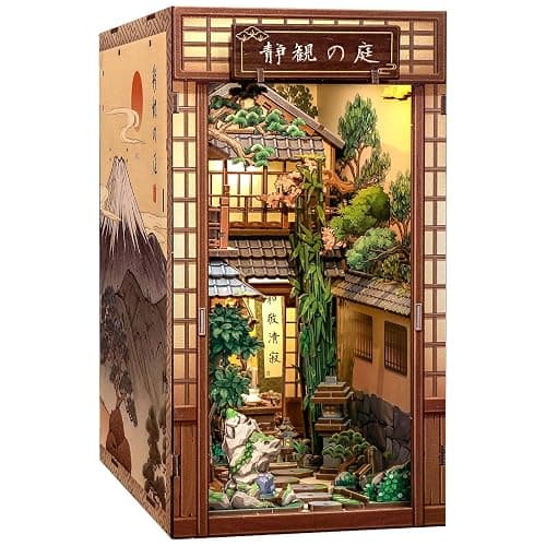 CUTEBEE DIY Book Nook Kit, Japanese Miniature House Kit (Serene Courtyard) | Zen Garden Booknook Adult Kit, 3D Wooden Puzzle Model Kits for Adults to Build, Craft Kits for Home Decor & Gifts - Image 1