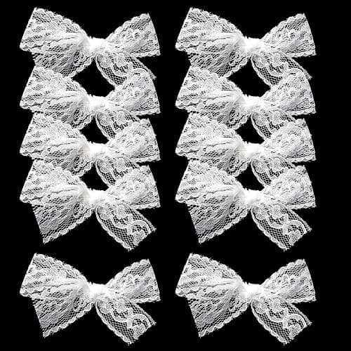 Honbay 10PCS White Lace Bow Hair Clips Fairy Hairpins Photography Hairpins Cute Hair Accessories for Women and Girls - Image 1