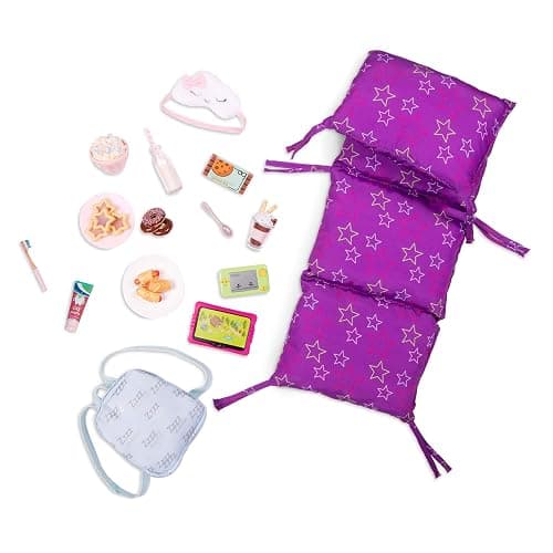 Our Generation - Slumber Delight Sleepover Set - Foldable Sleeping Bag - School Backpack - 18-Inch Doll Accessories - Pretend Play - Toy for Kids 3 Years + - Image 1