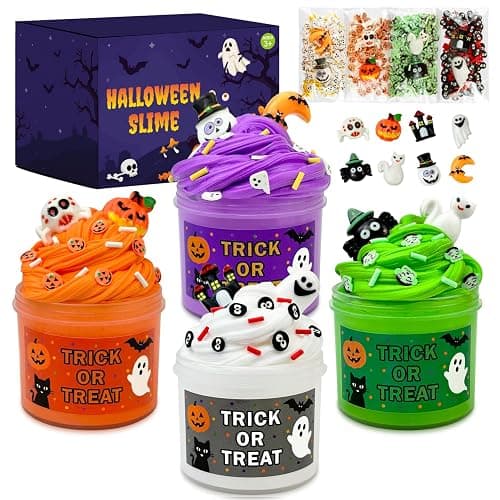 Halloween Treat Non Candy for Toddlers-4 PCS Slime Toys Gifts Party Favors | Small Halloween Birthday School Prize for Kids, Goody Bag Basket Pinata Stuffer Fillers Supplies Stuff Trinket for Boys Girls - Image 1